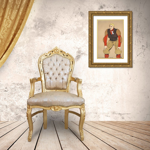 American Football Player Gold Ornate Wood Framed Art Print with Double Matting by Penfield, Edward