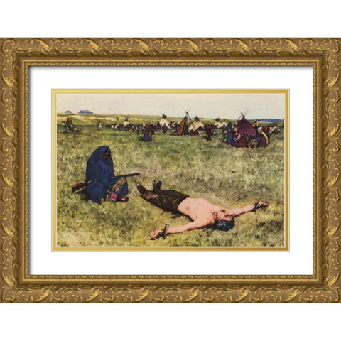 The Captive Gold Ornate Wood Framed Art Print with Double Matting by Farny, Henry
