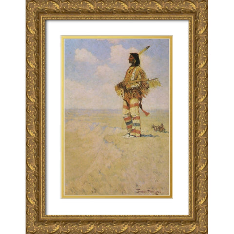 The Last of His Race Gold Ornate Wood Framed Art Print with Double Matting by Remington, Frederic