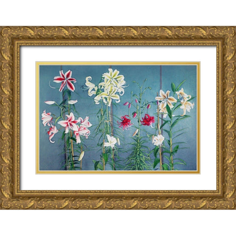 Lily XII Gold Ornate Wood Framed Art Print with Double Matting by Kazumasa, Ogawa