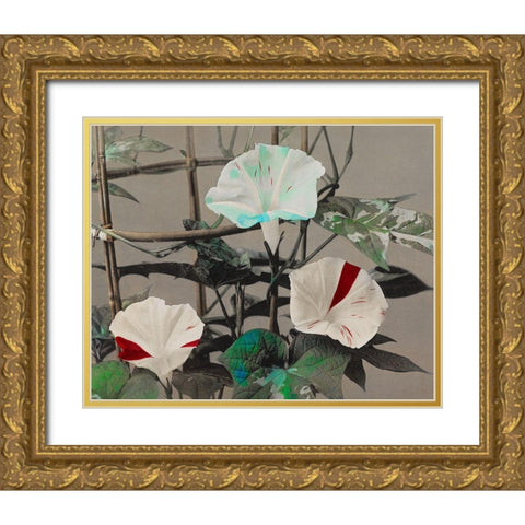 Morning Glory Gold Ornate Wood Framed Art Print with Double Matting by Kazumasa, Ogawa
