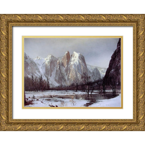Cathedral Rock Gold Ornate Wood Framed Art Print with Double Matting by Bierstadt, Albert