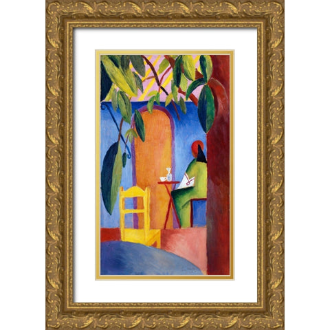 Turkisches Cafe Gold Ornate Wood Framed Art Print with Double Matting by Macke, August