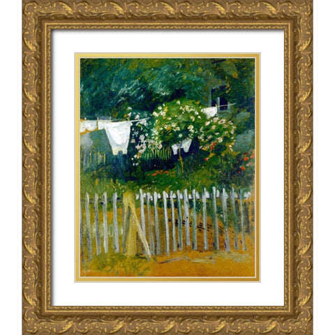 Laundry in the garden in Kandern Gold Ornate Wood Framed Art Print with Double Matting by Macke, August