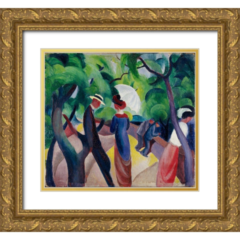 Promenade Gold Ornate Wood Framed Art Print with Double Matting by Macke, August