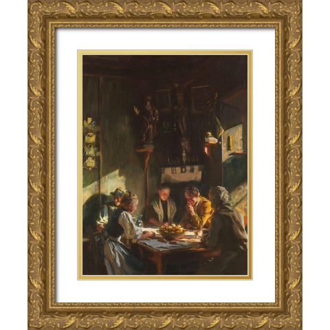 Tyrolese Interior Gold Ornate Wood Framed Art Print with Double Matting by Sargent, John Singer