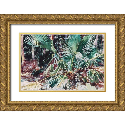 Palmettos Gold Ornate Wood Framed Art Print with Double Matting by Sargent, John Singer