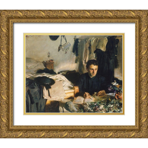 Padre Sebastiano Gold Ornate Wood Framed Art Print with Double Matting by Sargent, John Singer