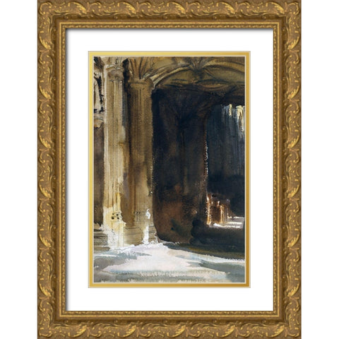 Cathedral Interior Gold Ornate Wood Framed Art Print with Double Matting by Sargent, John Singer