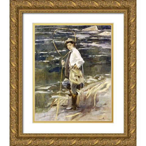 Angling in British Art Through Five Centuries Gold Ornate Wood Framed Art Print with Double Matting by Sargent, John Singer