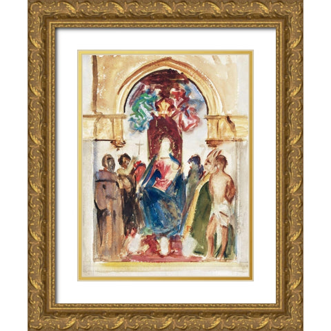Madonna and Child and Saints Gold Ornate Wood Framed Art Print with Double Matting by Sargent, John Singer