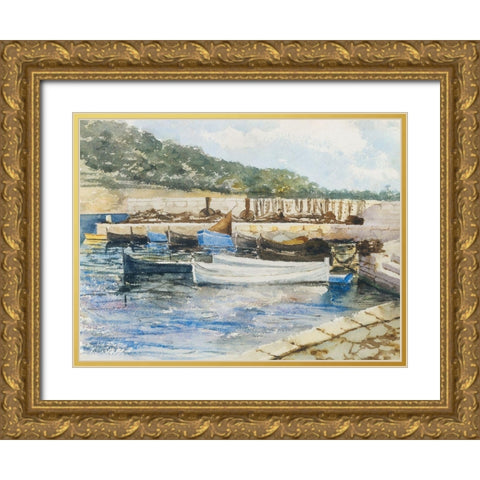 Boats Gold Ornate Wood Framed Art Print with Double Matting by Sargent, John Singer