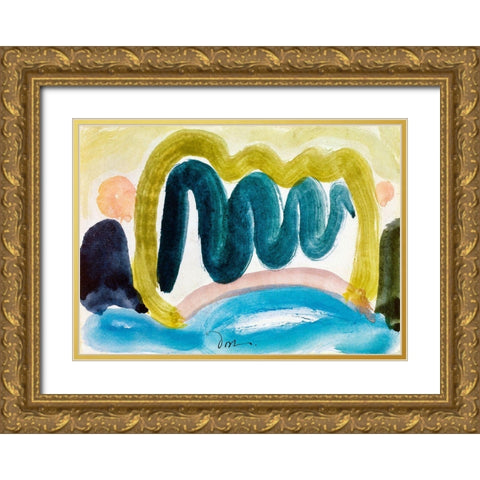 Pond in Sunlight Gold Ornate Wood Framed Art Print with Double Matting by Dove, Arthur