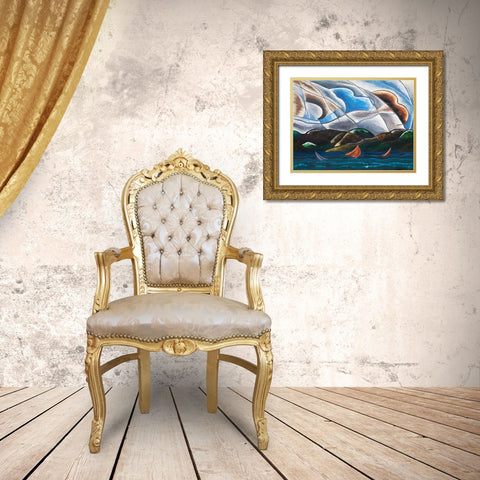 Clouds and Water Gold Ornate Wood Framed Art Print with Double Matting by Dove, Arthur