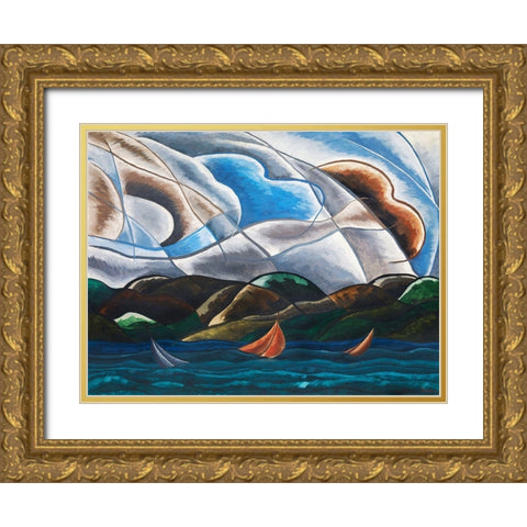 Clouds and Water Gold Ornate Wood Framed Art Print with Double Matting by Dove, Arthur