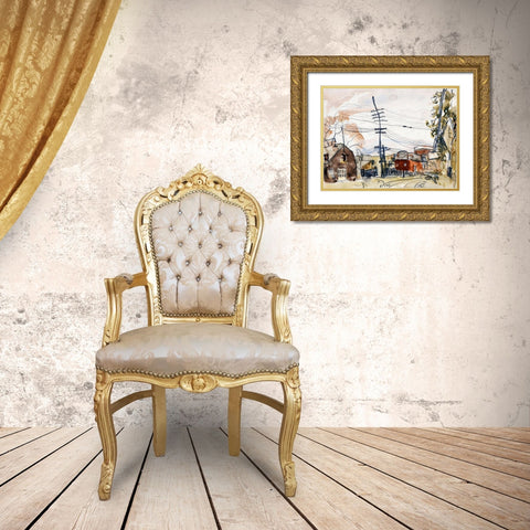Fall Brook Railroad Gold Ornate Wood Framed Art Print with Double Matting by Dove, Arthur