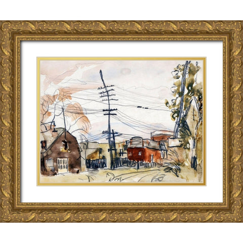 Fall Brook Railroad Gold Ornate Wood Framed Art Print with Double Matting by Dove, Arthur
