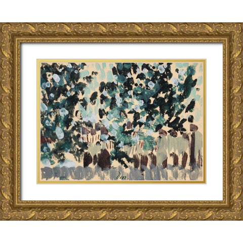 Green Leaves Gold Ornate Wood Framed Art Print with Double Matting by Dove, Arthur
