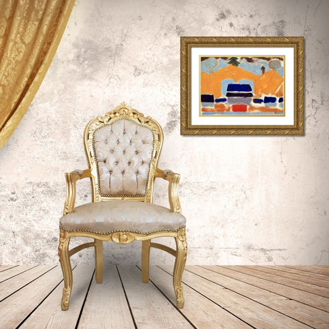 Landscape with Houses Gold Ornate Wood Framed Art Print with Double Matting by Dove, Arthur