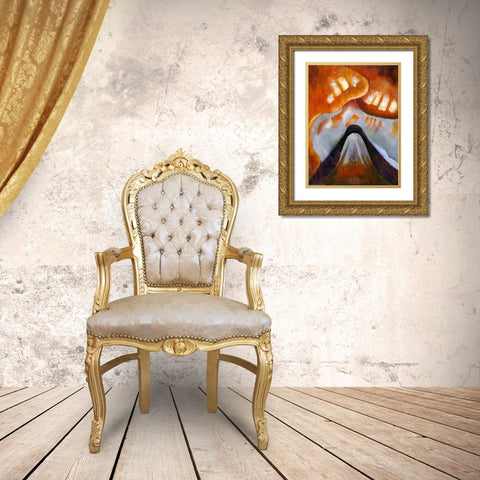 Mountain and Sky Gold Ornate Wood Framed Art Print with Double Matting by Dove, Arthur