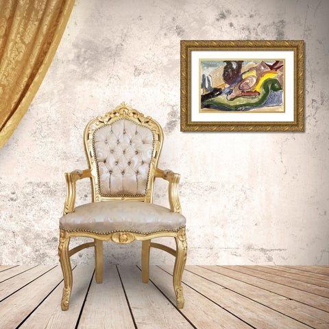 Beach Gold Ornate Wood Framed Art Print with Double Matting by Dove, Arthur