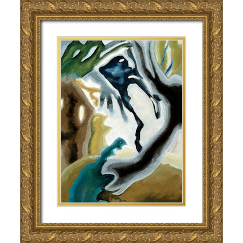 Barnyard Fantasy Gold Ornate Wood Framed Art Print with Double Matting by Dove, Arthur