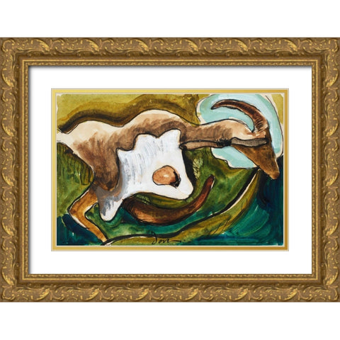 Study for Goat Gold Ornate Wood Framed Art Print with Double Matting by Dove, Arthur