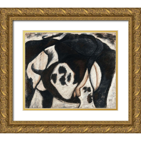 Cow Gold Ornate Wood Framed Art Print with Double Matting by Dove, Arthur