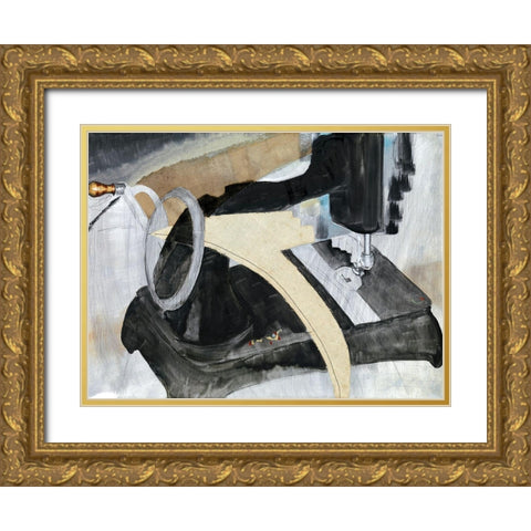 Hand Sewing Machine Gold Ornate Wood Framed Art Print with Double Matting by Dove, Arthur