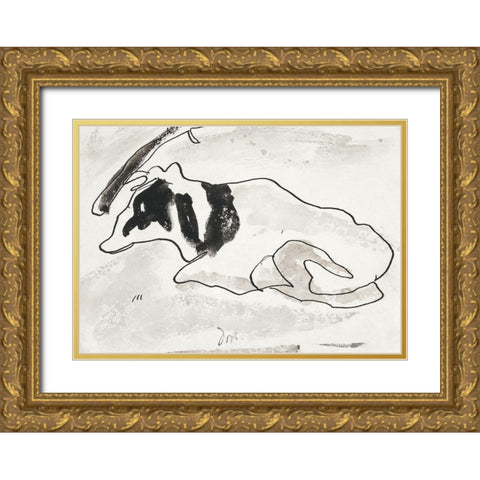 Cow II Gold Ornate Wood Framed Art Print with Double Matting by Dove, Arthur