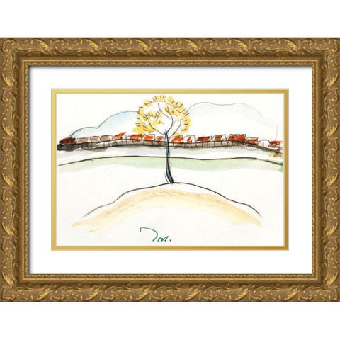 Fall Brook Railroad Gold Ornate Wood Framed Art Print with Double Matting by Dove, Arthur