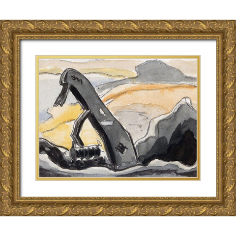 Steam Shovel–Port Washington Gold Ornate Wood Framed Art Print with Double Matting by Dove, Arthur