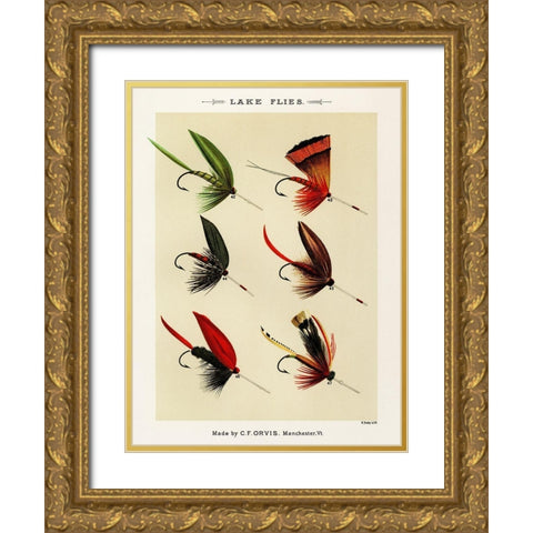 Lake Fishing Flies IV from Favorite Flies and Their Histories Gold Ornate Wood Framed Art Print with Double Matting by Marbury, Mary Orvis