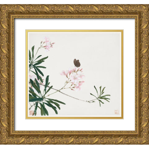 Insects and Flowers I Gold Ornate Wood Framed Art Print with Double Matting by Lian, Ju