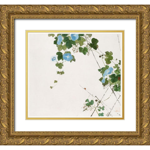 Insects and Flowers IV Gold Ornate Wood Framed Art Print with Double Matting by Lian, Ju