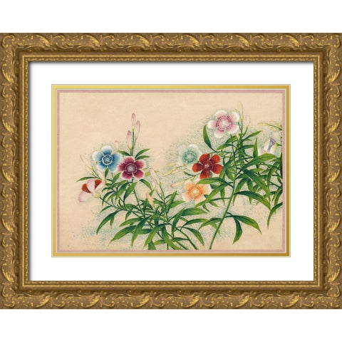 Pinks Gold Ornate Wood Framed Art Print with Double Matting by Ruoai, Zhang