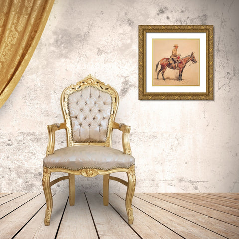 A Packer Gold Ornate Wood Framed Art Print with Double Matting by Remington, Frederic