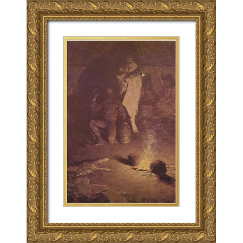 The Guard of the Whiskey Trader Gold Ornate Wood Framed Art Print with Double Matting by Remington, Frederic