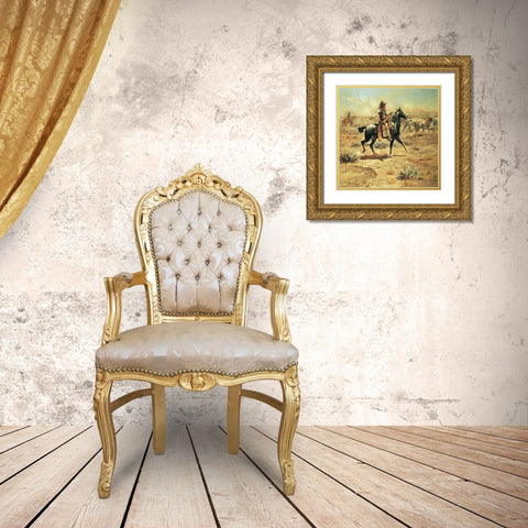 Through the Alkali Gold Ornate Wood Framed Art Print with Double Matting by Russell, Charles Marion