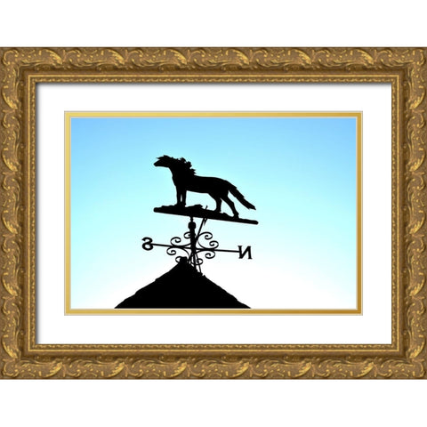 Horse Weather Vane Gold Ornate Wood Framed Art Print with Double Matting by The Yellowstone Collection
