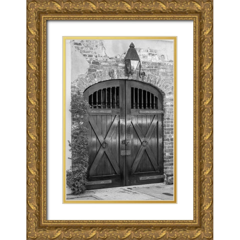 Wooden stable door Gold Ornate Wood Framed Art Print with Double Matting by The Yellowstone Collection