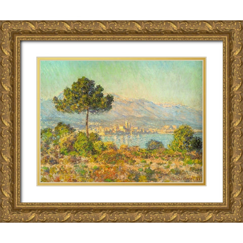 Antibes from Plateau Notre Dame 1888 Gold Ornate Wood Framed Art Print with Double Matting by Monet, Claude