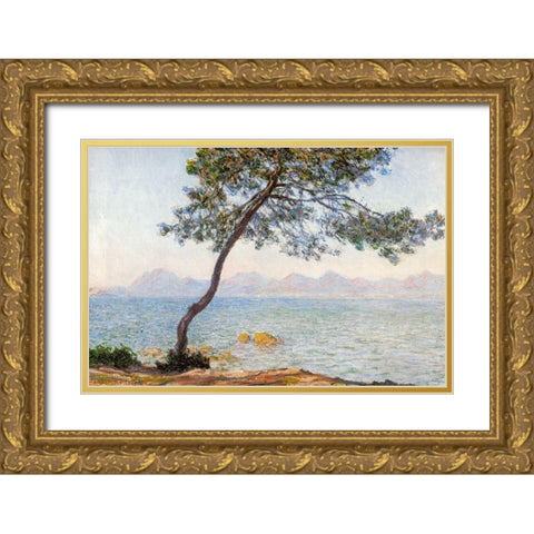 Antibes with tree 1888 Gold Ornate Wood Framed Art Print with Double Matting by Monet, Claude