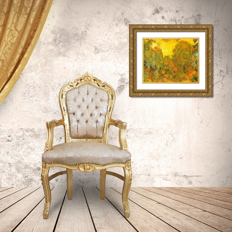 Artists house from rose garden 1922 Gold Ornate Wood Framed Art Print with Double Matting by Monet, Claude