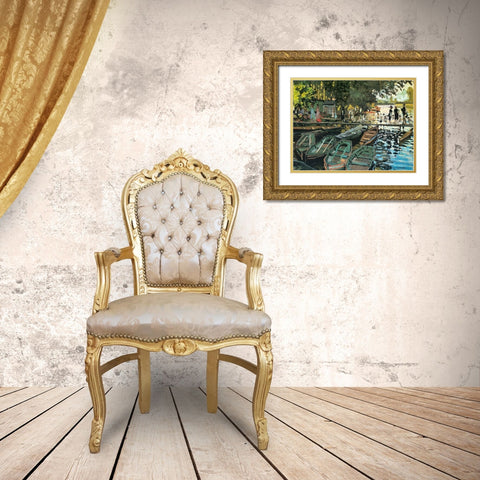Bathers at the Grenouillere 1869 Gold Ornate Wood Framed Art Print with Double Matting by Monet, Claude