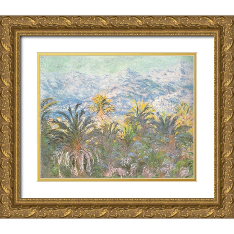 Bordighera I 1884 Gold Ornate Wood Framed Art Print with Double Matting by Monet, Claude