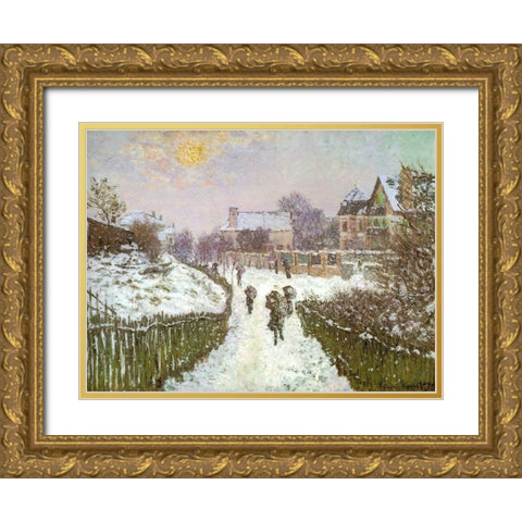Boulevard St Denis-Argenteuil 1875 Gold Ornate Wood Framed Art Print with Double Matting by Monet, Claude