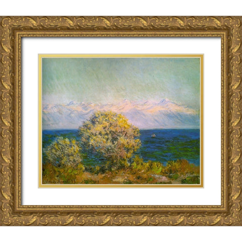 Cap DAntibes-Mistral 1888 Gold Ornate Wood Framed Art Print with Double Matting by Monet, Claude