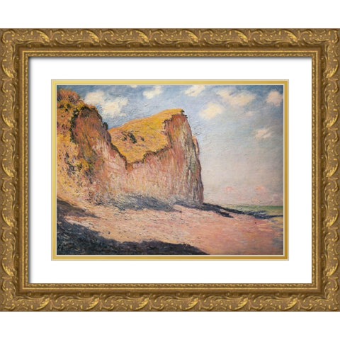 Cliffs near Pourville 1882 Gold Ornate Wood Framed Art Print with Double Matting by Monet, Claude