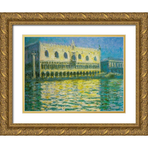 Doges Palace-Venice 1908 Gold Ornate Wood Framed Art Print with Double Matting by Monet, Claude